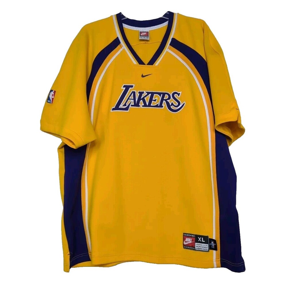 NIKE Los Angeles Lakers Warm Up Yellow Jersey NBA 90’s XL Center Swoosh